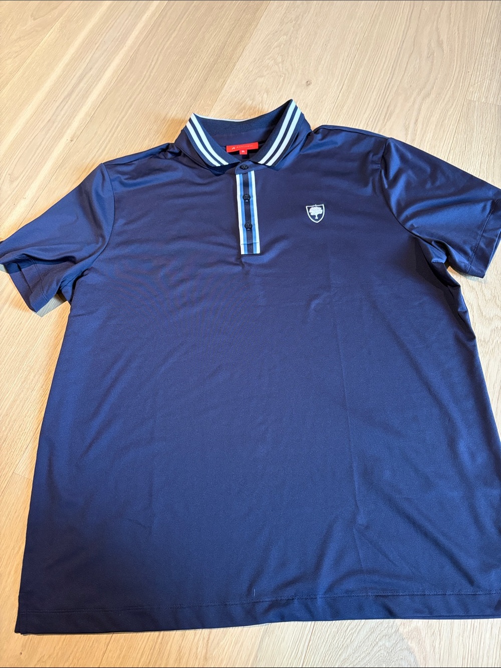 Men's Navy Polo Shirt with Contrast Stripe Collar XL